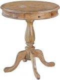 Lamp Table Dayton Beachwood Old World Distressed Solid Wood Round 1-Drawer