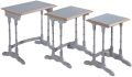 Nesting Tables 3 Pewter Gray Solid Wood Gold Accents Faux Bamboo Distressed