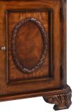 Nightstand Cameo Medallion Flame Mahogany Banded Inlay Drawer 2-Door Brass
