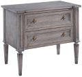 Nightstand Selena Greige Solid Wood Old World Distressing Tapered Legs 2-Drawers