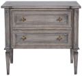 Nightstand Selena Greige Solid Wood Old World Distressing Tapered Legs 2-Drawers