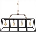 Rustic Pendant Chandelier  Hand Forged  4 Lights  Greenhouse Look Glass Panes