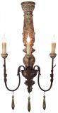 Sconce Light Wall Decorative Drops 3-Arm Oxidized Metal Distressed Antique