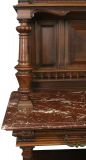 Server Sideboard Antique French Renaissance 1900 Marble Walnut 2-Drawer