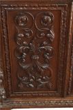 Server Sideboard French Renaissance Vintage 1920 Heavily Carved Oak Winged Figures