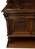 Server Sideboard Renaissance Antique French 1890 Carved Walnut Marble Signed LaLaurette