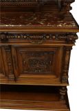 Server Sideboard Renaissance Antique French 1890 Carved Walnut Marble Signed LaLaurette