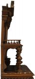 Server Sideboard Renaissance Antique French 1890 Carved Walnut Marble Signed LaLaurette