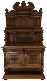 Server Sideboard Renaissance Antique French 1890 Carved Walnut Marble Signed LaLaurette
