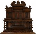 Server Sideboard Renaissance Antique French 1890 Carved Walnut Marble Signed LaLaurette
