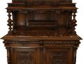 Server Sideboard Renaissance Antique French 1890 Carved Walnut Marble Signed LaLaurette