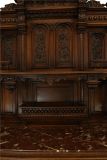 Server Sideboard Renaissance Antique French 1890 Carved Walnut Marble Signed LaLaurette