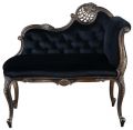 Settee La Rochelle French Lace Carved Rococo Antiqued Gold Wood Black Velvet
