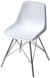 Side Chair Dining Accent Mid-Century Modern White Nickel-Plated Distressed