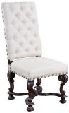Side Chair Dining Barcelona Stunning Wood Stretchers  Tufted Oatmeal Linen
