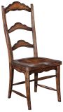 Side Chair Dining Colonial  Solid Wood Pecan Saddle Seat  Shaped Ladder Back