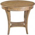 Side Table Ballard Round Beachwood Finish Solid Wood Lower Tier Curved Leg