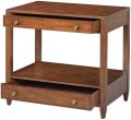 Side Table Wide Rectangular 2-Drawer Rustic Warm Brown Hand-Rubbed Wood Brass