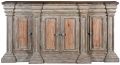 Sideboard Cathedral Reclaimed Wood Heavy Cornice Moldings Linen Fold 4 Doors