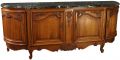 Sideboard Louis XV Rococo Vintage 1950 Green Marble Top Walnut Wood French
