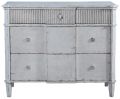 St Denis Console Chest of Drawers Antiqued White Distressed 3 Drawers Soft Glide