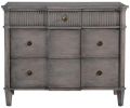 St Denis Console Chest of Drawers Greige Wood Distressed 3 Drawers Soft Glide