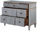 St Denis Console Chest of Drawers Pewter Gray Wood Gilded Distressed 3 Drawers