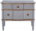 St Denis Nightstand Pewter Gray Solid Wood Gold Accents Distressed 2 Drawers