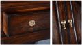 TV Cabinet Wilcox Raised Dark Rustic Pecan Solid Wood Quatrefoil BiFold Doors