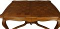 Table Louis XV Rococo French Vintage 1930 Oak Wood Parquet Top Cabriole Legs