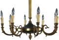 Vintage Chandelier Empire 8-Arm 8-Light French 1950 Antique Brass Metal