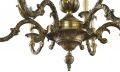 Vintage Chandelier Rococo French 9-Light 6-Arm Antique Brass Metal 1950