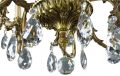 Vintage Chandelier Rococo Pear Shaped Glass Pendants 8-Light Antique Brass Metal
