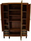 Armoire Art Deco 1920 Antique French Walnut Wood Bakelite Plastic Accents Mirror