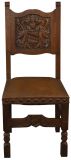 Dining Chairs French Renaissance Winged Lions Griffins Carved Oak Vintage Set 6