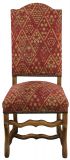 Dining Chairs Sheepbone Red Patterned Upholstery Set 6 French 1930 Oak Wood