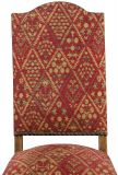 Dining Chairs Sheepbone Red Patterned Upholstery Set 6 French 1930 Oak Wood