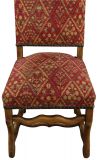 Dining Chairs Sheepbone Red Patterned Upholstery Set 6 French 1930 Oak Wood
