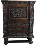 Secretary Desk Renaissance Vintage French 1930 Heavily Carved Oak Drawer Storage