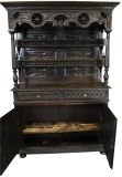 Brittany Buffet Antique French 1900 Chestnut Carved Figures Ship Wheels 2-Door