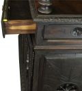 Brittany Buffet Antique French 1900 Chestnut Carved Figures Ship Wheels 2-Door