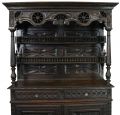 Brittany Buffet Antique French 1900 Chestnut Carved Figures Ship Wheels 2-Door