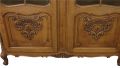 Bookcase Louis XV French Rococo Vintage 1950 Oak Wood Paned Glass 2-Doors 