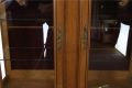 China Cabinet Louis XV Rococo Vintage French 1950 Oak Wood Glass Doors 