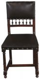 Dining Chairs Henry II Renaissance Walnut Brown Leather 1920 French Set 6