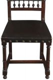 Dining Chairs Henry II Renaissance Walnut Brown Leather 1920 French Set 6
