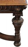 Table Mechelen Renaissance Antique Belgium 1900 Oak Wood Carved Lions 5 Legs