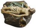 Sculpture Statue Religious Our Lady of Lede Madonna Antique Glass Chalkware Wood