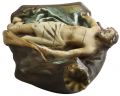 Sculpture Statue Religious Our Lady of Lede Madonna Antique Glass Chalkware Wood