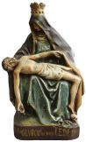 Sculpture Statue Religious Our Lady of Lede Madonna Antique Glass Chalkware Wood